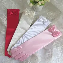 Длинные эластичные перчатки для стрельбы из лука для девочек, детские Длинные атласные танцевальные перчатки, детские длинные перчатки для выступлений