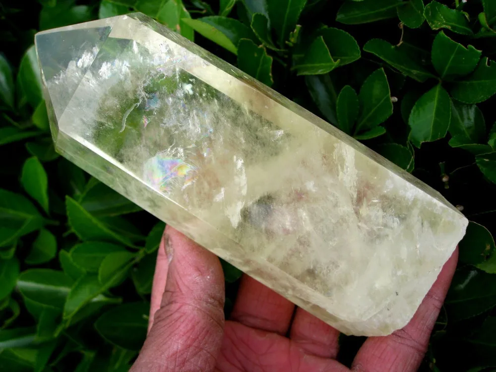 

huij 00608 Rainbow NATURAL Citrine quartz crystal point healing Bronze Statue