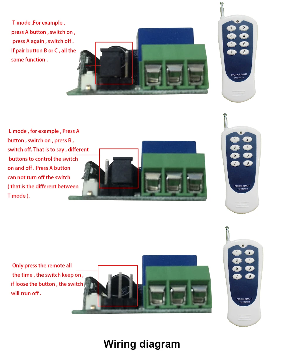 Универсальный беспроводной переключатель 433 мгц радиочастотный передатчик и приемник DC12V дистанционное реле 1 ТХ до 8RX пульт дистанционного управления, светильник