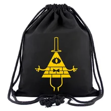 Gravity Falls Anime Black Drawstring Bag Black String Backpack Men and Women Casual Travel Storage Bag