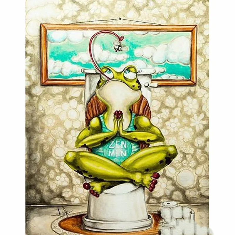 Full Square/round Drill 5D DIY Diamond Painting Frog Toilet Embroidery Cross Stitch Mosaic Home Decor Resin Handcraft Sale | Дом и сад