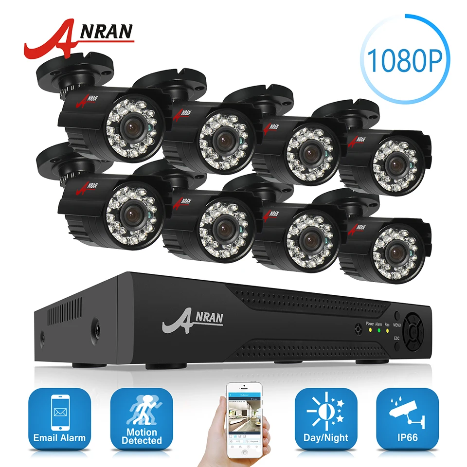 ANRAN 8CH HDMI AHD DVR HD День Ночь 3000TVL 2 0 MP Водонепроницаемая наружная ИК камера CCTV