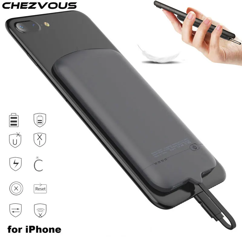 

CHEZVOUS Battery Case for iPhone 8 7 6 Power Bank Charging Case for iPhone 6S 7 Plus X 4000mAh Nano Adsorption Battery Charger