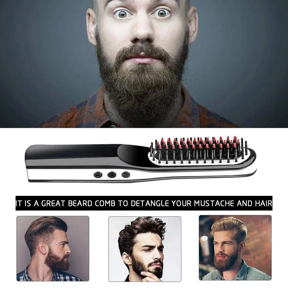 

Hair Straightening Brush Wireless Anti-perm Automatic Closing Mini Size for Travel Home 2 1 Multi-Function Hair Comb