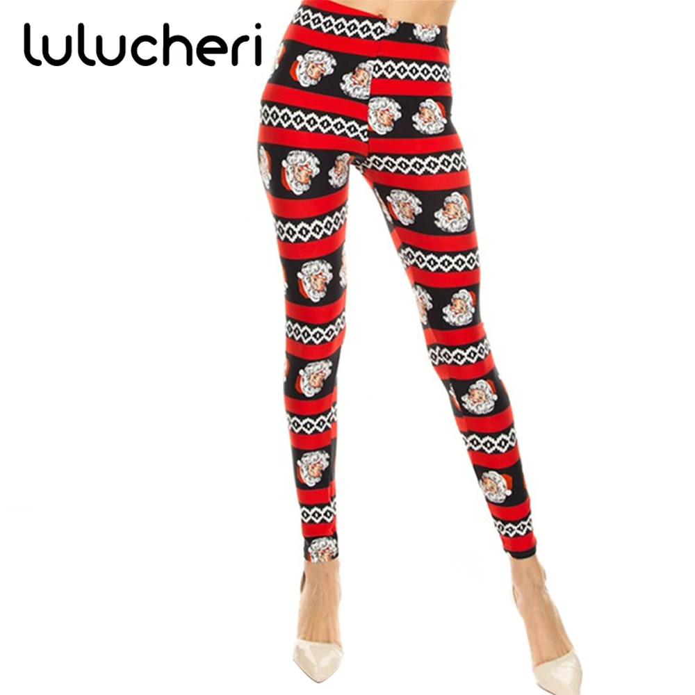 

2018 Christmas Printing Leggings For Women Lady Elasticity Skinny Breathable Stretchy Pants High Waisted Leggins Fitness Legins