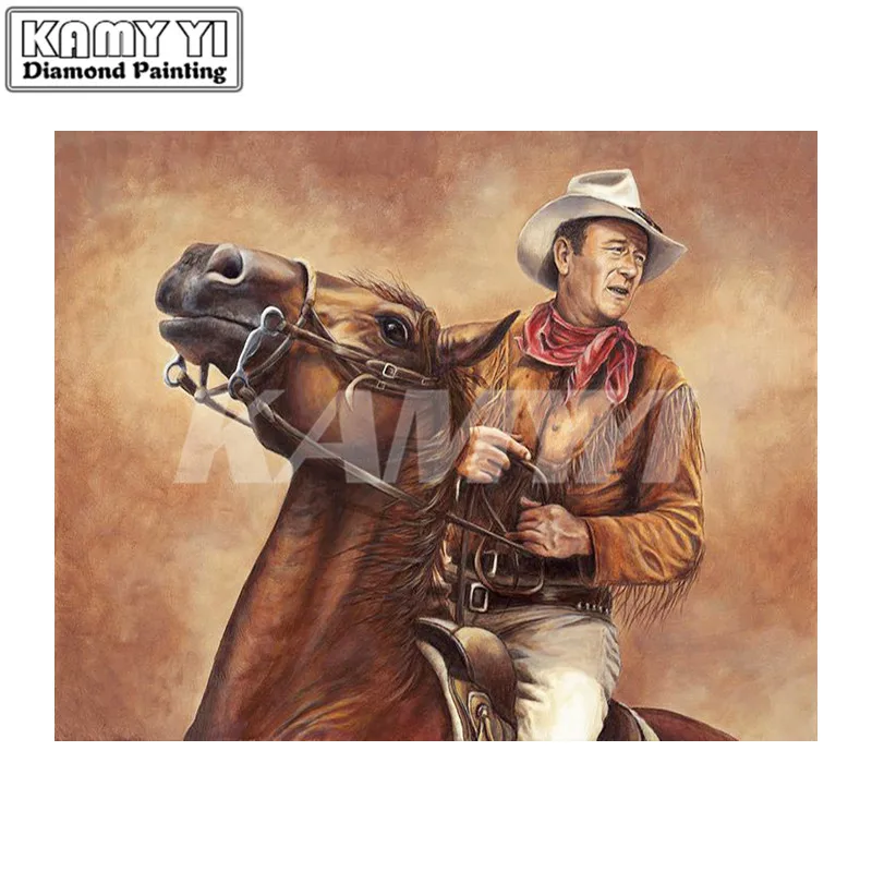 mosaic full handmade 5d diamond embroidery cowboy john wayne diamond painting cross stitch square home decor