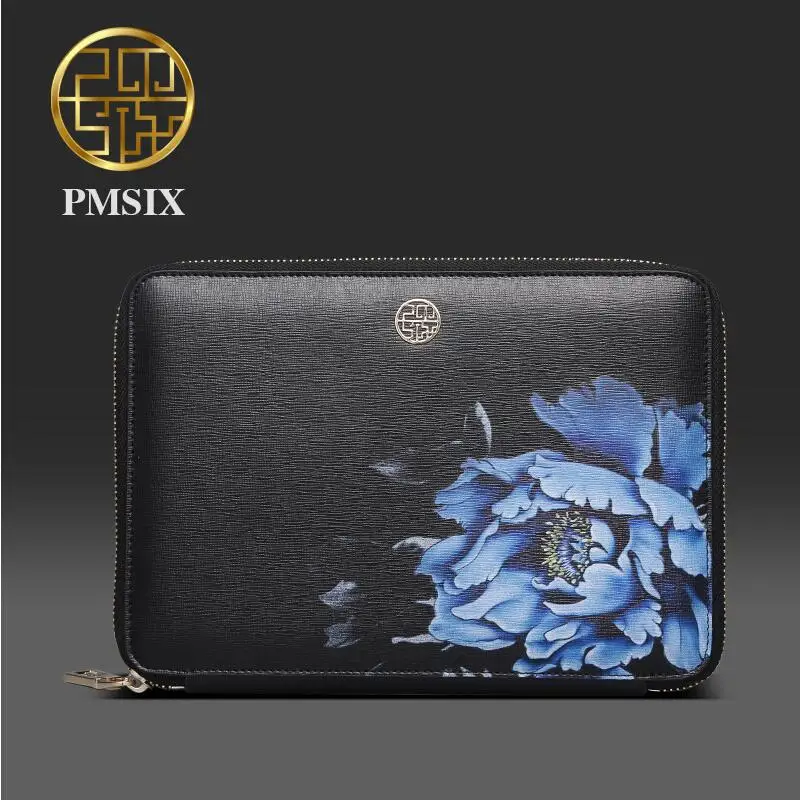 

Genuine Leather handbag Pmsix 2016 Fashion Chinese Wind Evening Bag Embossed clutch Clip buns