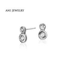 ANI с металлическим ремешком регулируемой длины, 14 K белое золото Для женщин свадебные серьги-гвоздики, 0,4 КТ Сертифицированный I/SI2 серьги с натуральными камнями Для женщин Обручение joias ouro, 18 k