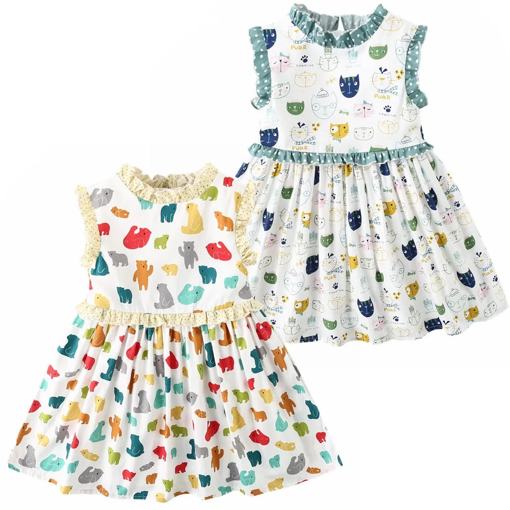 Dream Cradle,Baby Girls Cartoon Dress,Baby Girls Dress with Ruffles,Cute Baby Girls Outfit,Baby Cat-Bear Outfit ,Kids Clothes  (4)