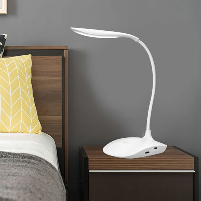 1 шт. настольные лампы USB Перезаряжаемый светодиодный светильник для чтения с защитой глаз сенсорный выключатель для студенческой кровати портативная настольная лампа белого цвета