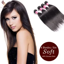Cheap 7A 4 Bundles Brazilian Virgin Hair Straight Human Hair Extensions Brzilian Hair Weave Bundles Peerless Virgin Hair