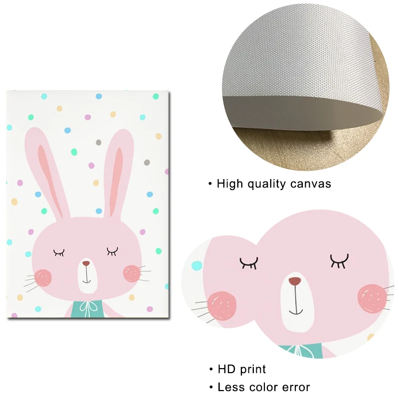 Для маленьких девочек Детская Wall Art плакат живопись на холсте мультфильмы кролик