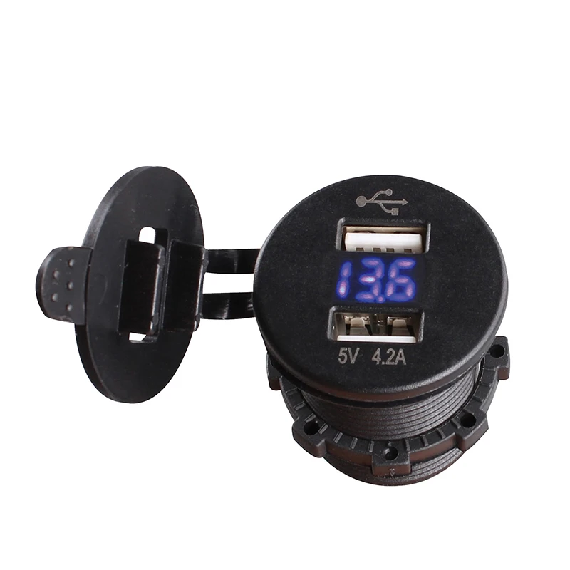 SeaForce 1 piece Blue LED 5V 4.2A Dual USB Car Cigarette Lighter socket