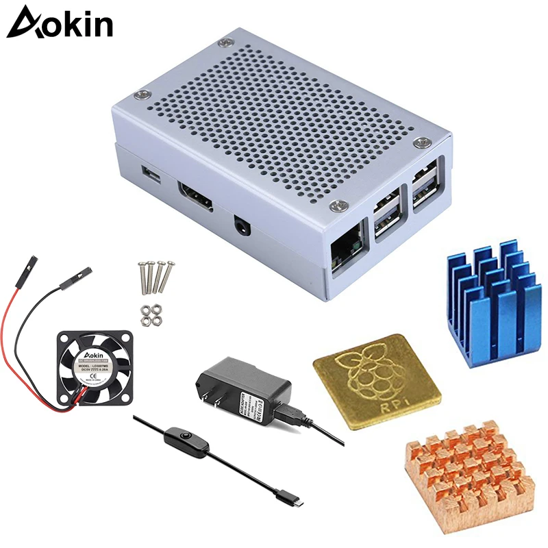 

Raspberry Pi case fan heatsink power supply for Raspberry pi case with fan aluminum heat sink for Raspberry Pi 3 Model B+