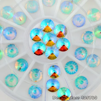 

Beauty 36pcs/wheel 3D Glitter Shinny AB Blue White 5MM Diamond Acrylic Nail Art Gems Decoration Rhinestones Wheel DIY Tips