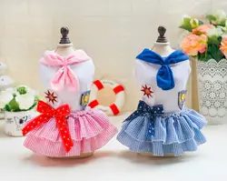 Новое поступление Sailor стиль платье для комнатной собачки Новые популярные маленький щенок товары для собак сезон: весна-лето костюмы