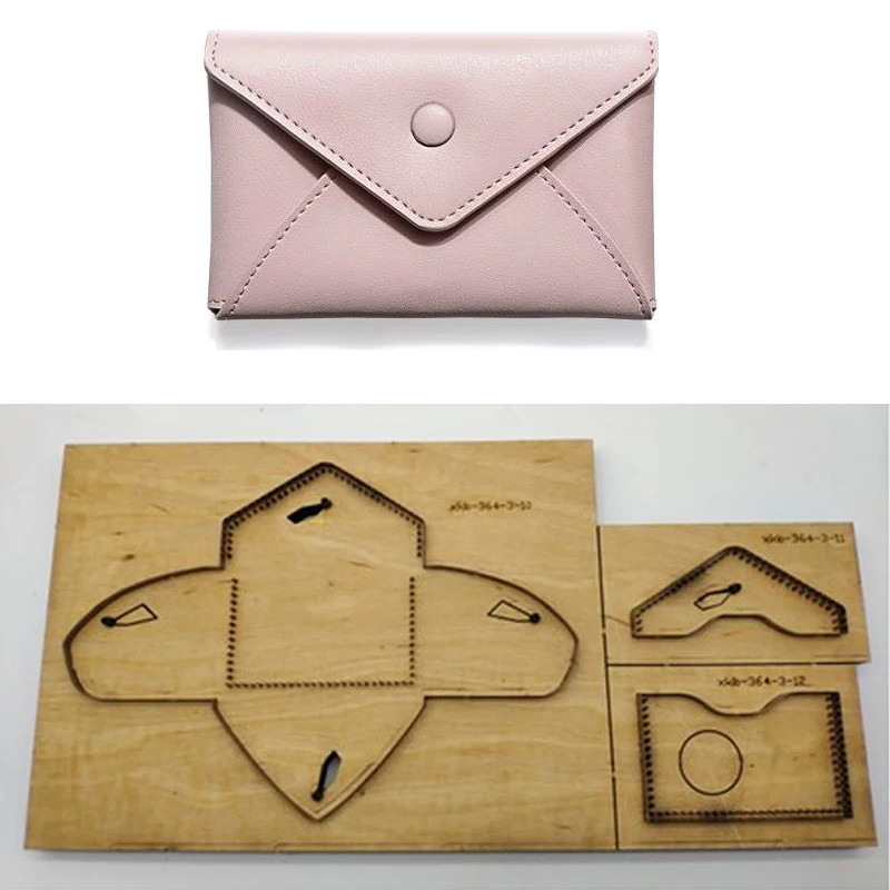 Papercraft Scrapbooking DIY leather wood diecutting vertical wallet coin purse card bag short
