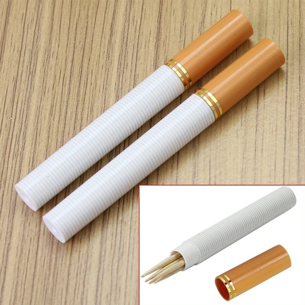 

2Pcs Toothpick Holder Fashion Portable Cigarette Shaped Secret Stash Diversion Pill Box Toothpick Container Case Tandenstokers H