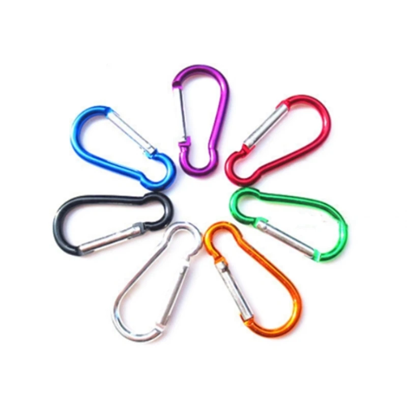 

6pcs/lot Aluminum Alloy D Spring Snap Clip Hooks Keychain Climbing New D-Ring Key Chain Clip Camping Keyring Snap Hook Outdoor