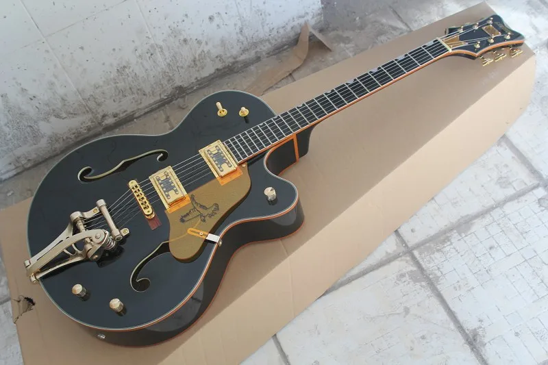 Factory Custom Black GRETSCH THE FALCON 6120 Semi Hollow Body Jazz Korean Tuners Electric Guitar With Bigsby Tremolo 14-11-11 Factory Custom Black GRETSCH THE FALCON 6120 Semi Hollow Body Jazz Korean Tuners Electric Guitar With Bigsby Tremolo 14-11-11