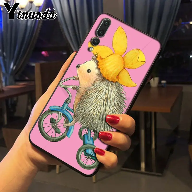 Hedgehog ride a bike Cute in Teacup Animal Art