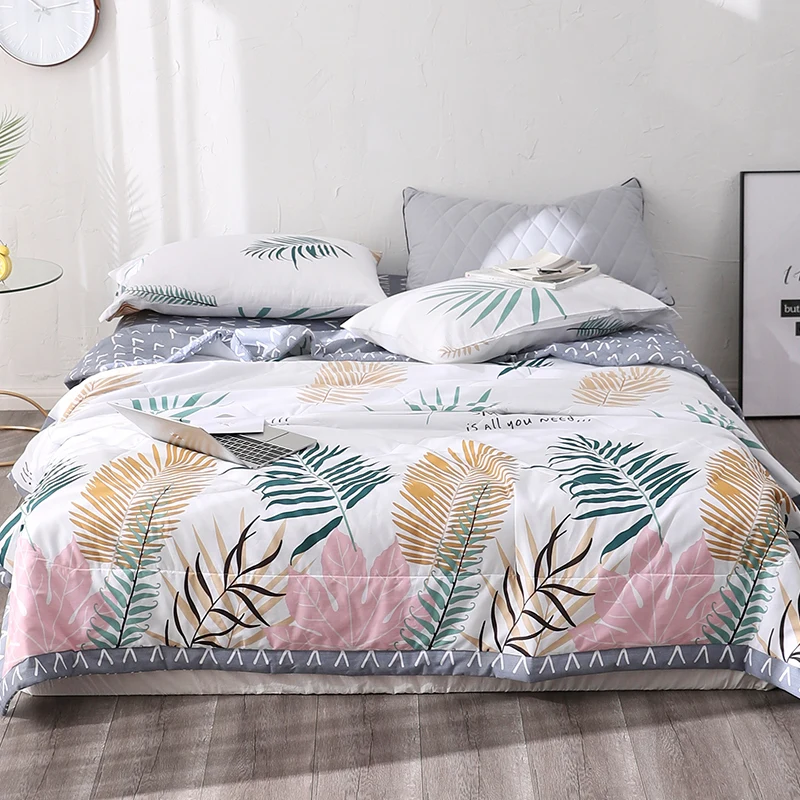 Colorful Leaves Print 1pcs Cotton Bedspread Coverlet Bed Cover
