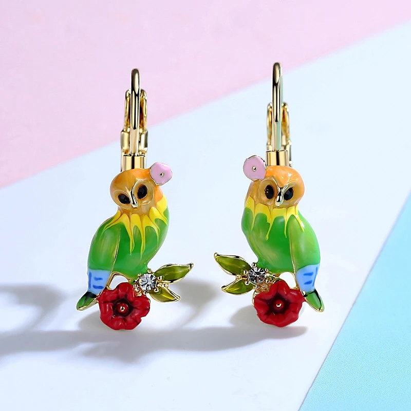 

Anise Cute Animal Owl Small Hoop Earrings Multicolor Bird Enamel Glaze Earring For Woman Statement Oorbellen Party Jewelry