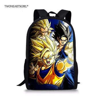 

Twoheartsgirl Anime Dragon Ball Z Schoolbag for Teenager Boys Cool Saiyan Sun Goku Vegeta Children School Bag Kids Backpack