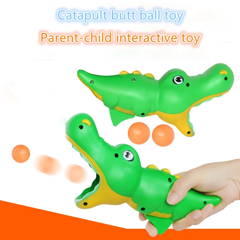 

1 Set Crocodile/Shark Modeling Catapult Launch Butt Ball Toys for Kids Launch and Catch Ball Toy Parent-child Interactive Toy