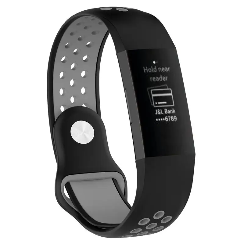 Спортивный ремешок для Fitbit Charge 3 умный браслет Сменные наручные силиконовые часы ремешок для Fitbit Charge3 pulsera correa - Цвет: Black gray