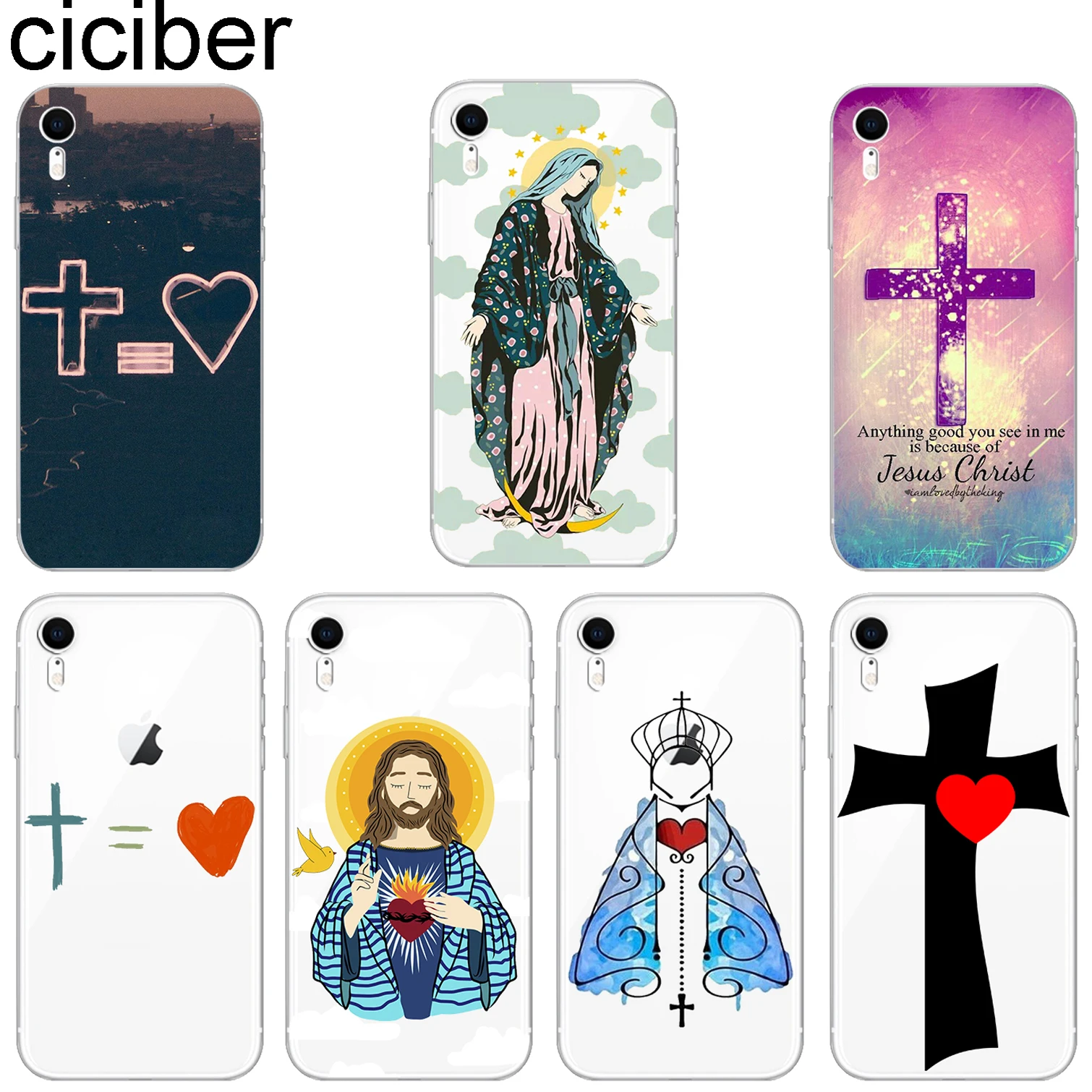 

ciciber Amen Amor Pattern Design Soft Silicone Phone Cases Cover for Iphone 8 7 6 6S Plus 5S SE X XR XS MAX Coque Jesus Cruz