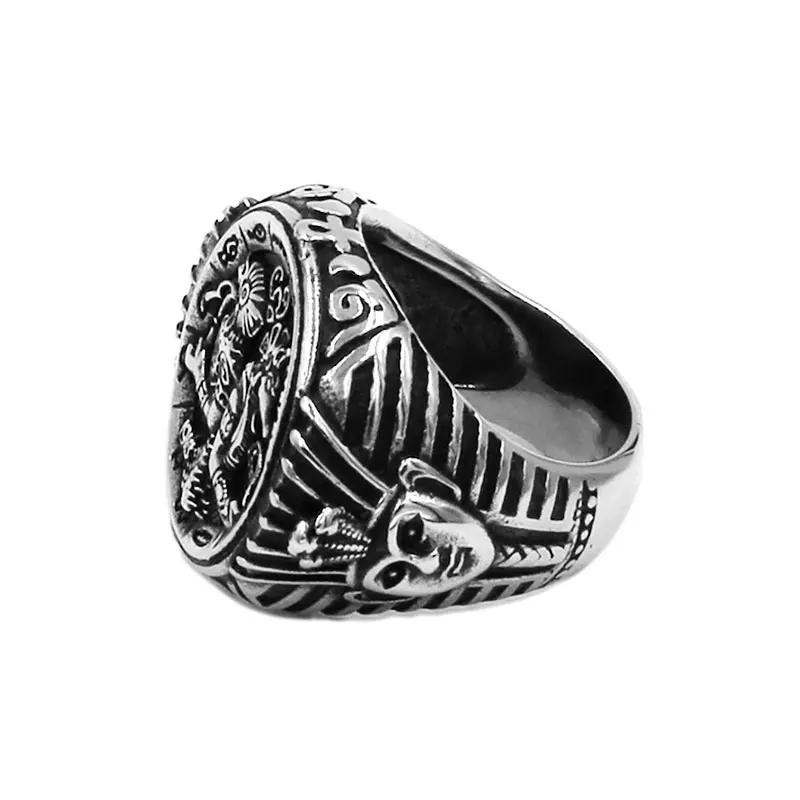 Wholesale Egypt Pharaoh Tutankhamun Ring Stainless Steel Jewelry Vintage Punk Egyptian Cross Biker Mens Boys Ring SWR0864