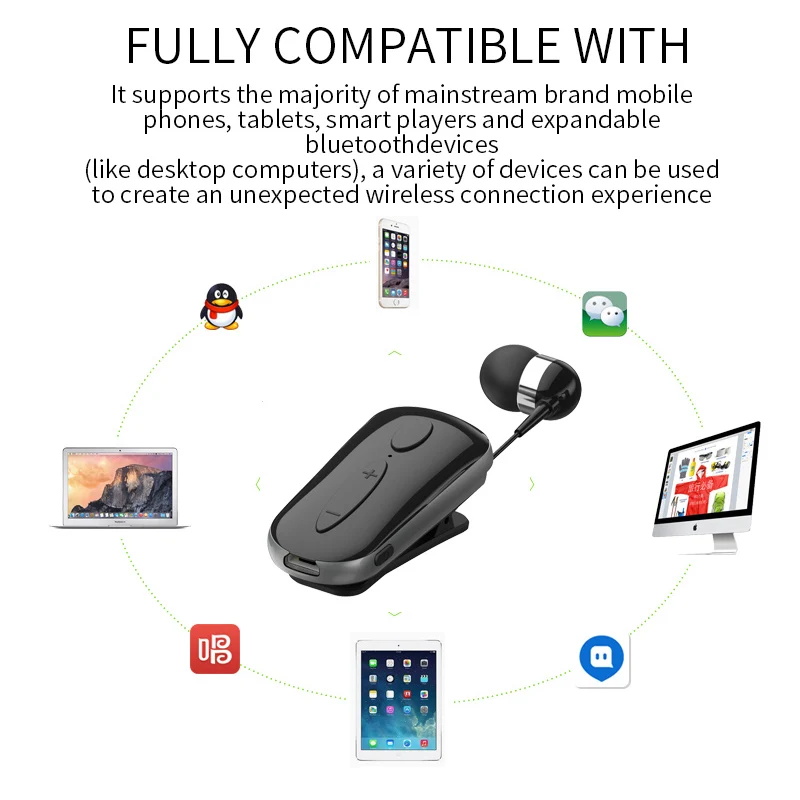 Bluetooth гарнитура с вибрацией и зажимом для наушников|clip on bluetooth|earphone headphoneclip earphones |