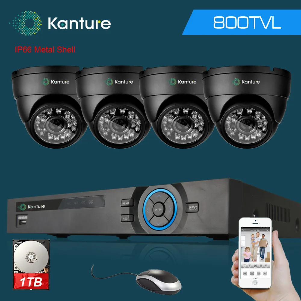 4CH AHD DVR Recorder CCTV System 4xCMOS 800TVL ip66 in/Outdoor Waterproof Security Camera Video