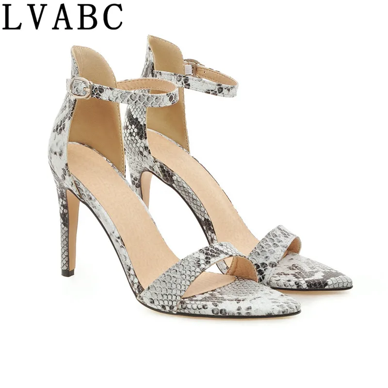 

LVABC 2019 summer autumn new fashion snake printing women high heels stiletto shoes 10cm sexy pumps party wedding shoes size 48