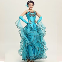 Новое Бальное Платье маятника роскошное тангго вальс танцевальные соревнования платье с длинными рукавами современная танцевальная одежда