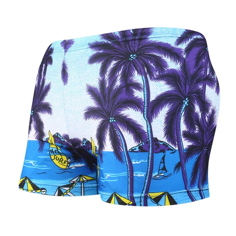 Летние плавки для мальчиков; детский купальник; пляжный купальник с принтом кокосовой пальмы; купальный костюм; Детские шорты; брюки; спортивные плавки; Z - Цвет: Синий