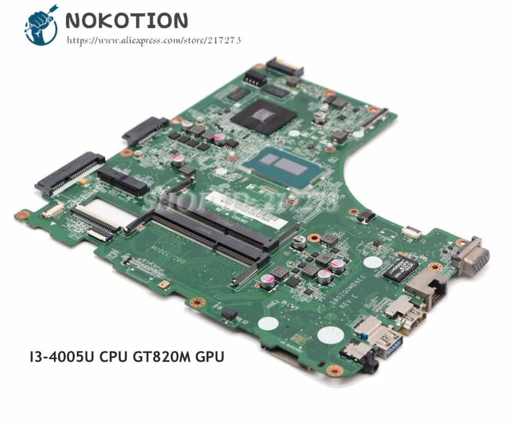 NOKOTION для acer aspire V3-472 V3-472P Материнская плата ноутбука DA0ZQ0MB6E0 NBV9T11006 основная плата I3-4005U Процессор GT820M GPU