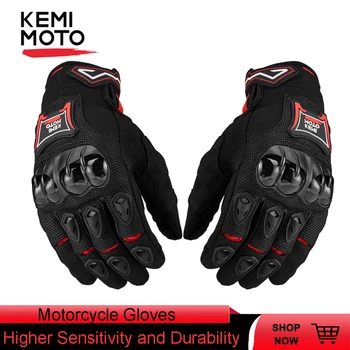 

KEMiMOTO Motorcycle Gloves Touchscreen Leather Full Finger Guantes PVC Protective Gear Breathable Summer For Racing Motocross