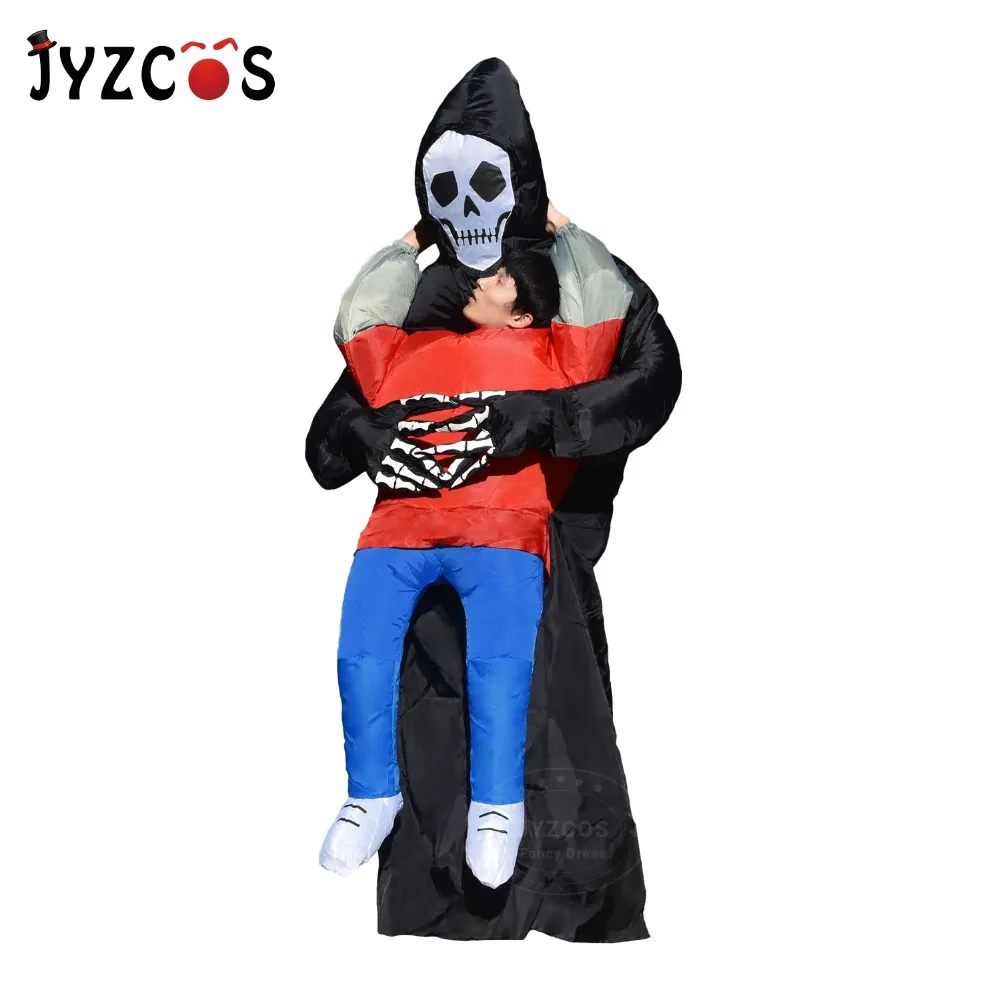 

Halloween Scary Suit Inflatable Illusion Skull Adult Halloween Costumes for Women Men Cheap Ghost Skeleton Fancy Dress