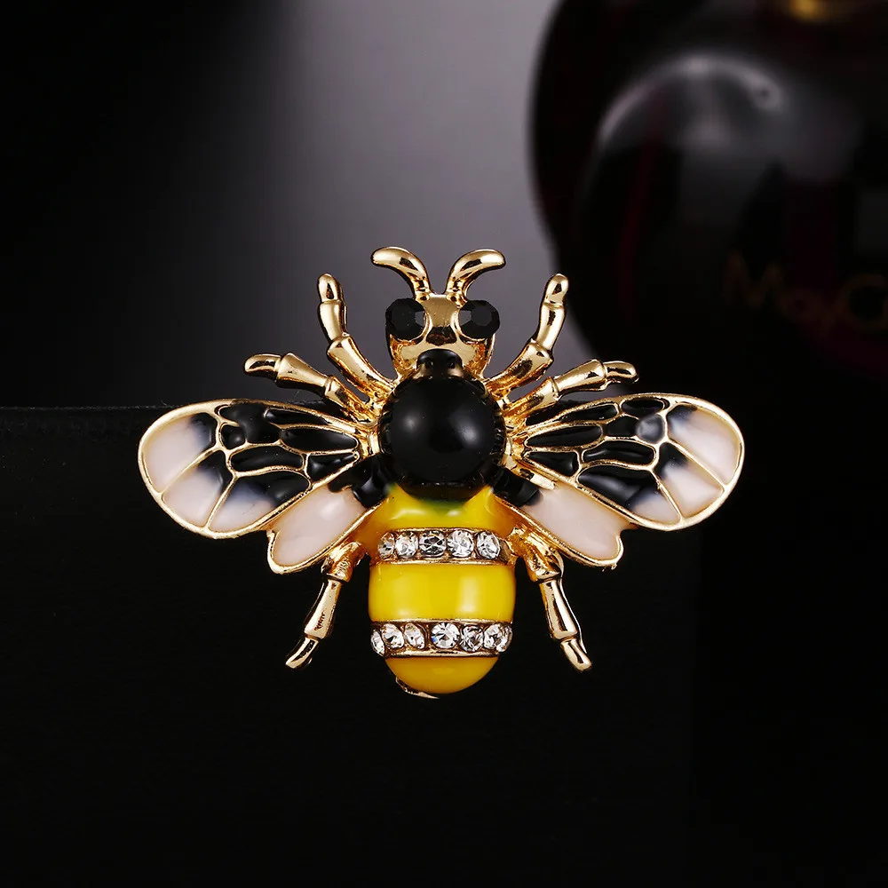 Милая пчела Позолоченная серебряная Женская Брошь на воротник для женщин мужчин детей девочек ювелирные изделия эмаль броши Шмель шпильки в виде пчелы насекомое#010