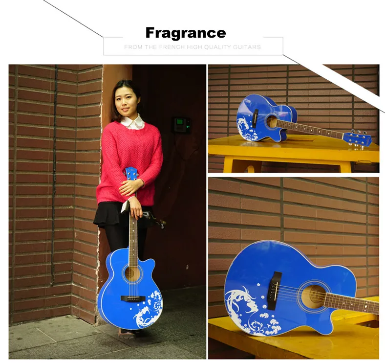 Высокое качество SAYSN 4" Искусство ручной росписи Акустическая гитара липа 6 струн гитары ra для любителей музыки начинающих студентов