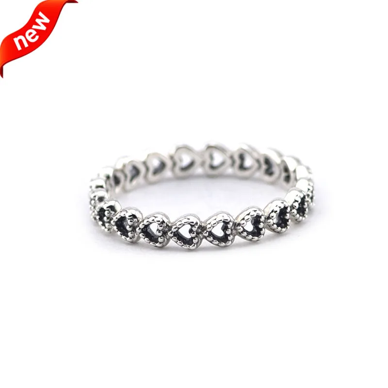 CKK 925 Sterling Silver Heart Linked Love Rings For Women Original