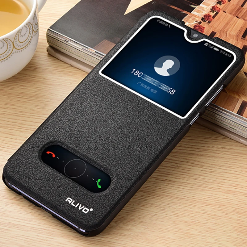 

Leather Case For huawei P Smart 2019 case With Window View Quality Protector Flip csae for honor 10 lite Protective Accessories