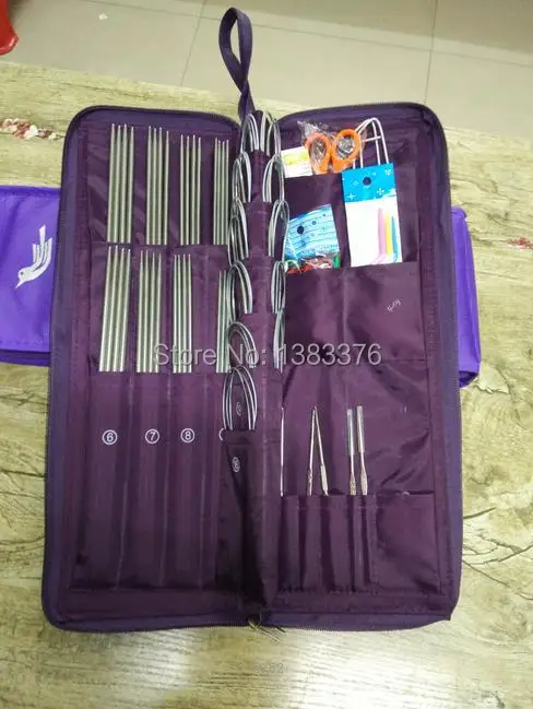 

Aluminum Knitting Needle Kits Straight Needles Ring Needles Set Circular Needlework Crochet Hooks Set Hand Tool PU bag 611