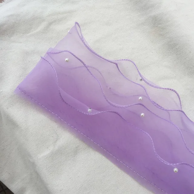 Violet Large 13cm CTOBB 13cm Large Tulle Mousseline Dentelle Tissu perl/é Organza /à Volants Garniture Ruban Bord Bord Robe Robe Appliques Bricolage Couture Frange d/écor