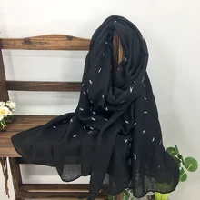 Simple Design Small Character Print Solid Color Womens Long Shawls Scarf Cheap Ladies Ultra Soft Winter