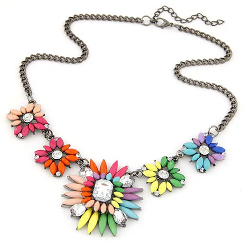 

2016 New HOT Fashion Punk Choker Chain Shourouk Charm Rhinestone Vintage Neon Bib Statement Necklace & Pendants Gift HT-08