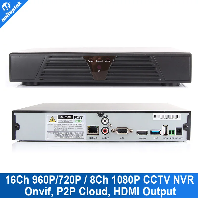  CCTV NVR 16Ch 960P 720P Or 8Ch 1080P ONVIF HDMI Output 16 Channel H.264 Network NVR For IP Camera Support Phone P2P Cloud View 