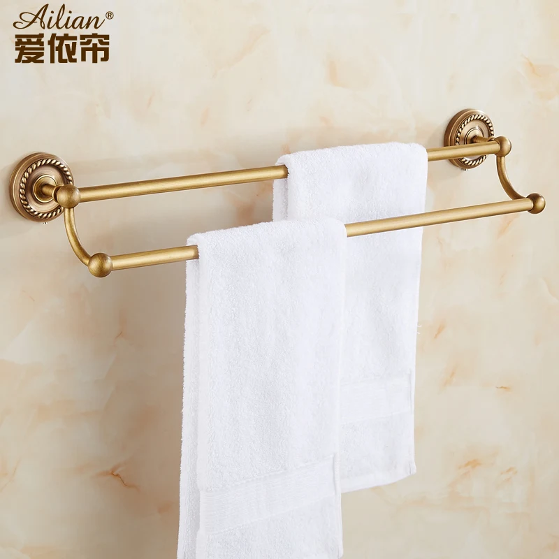 

European Style Antique Copper Towel Bar Wall Mount Single Pole Bathroom Towel Hanger Bathroom Accessories Towel Rack 60cm Sj19